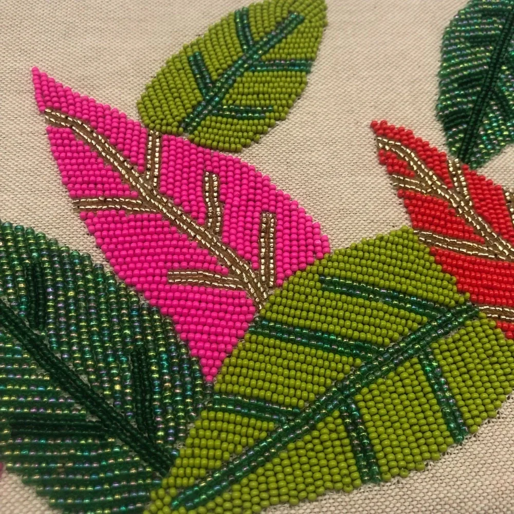 Beaded Colorful Leaf Clutch